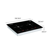 Placa de inducción HORIZONTAL de 2 quemadores de 20 pulgadas Equator, 9 niveles de potencia, empotrable/independiente, 110V