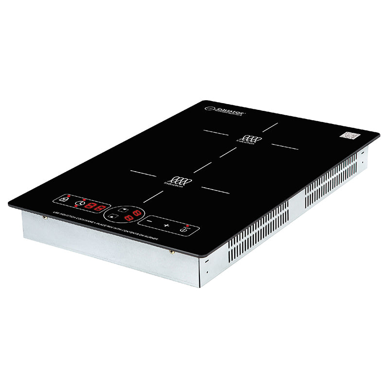 Placa de inducción VERTICAL de 2 quemadores de 13 pulgadas Equator, 9 niveles de potencia, empotrable/independiente, 110V
