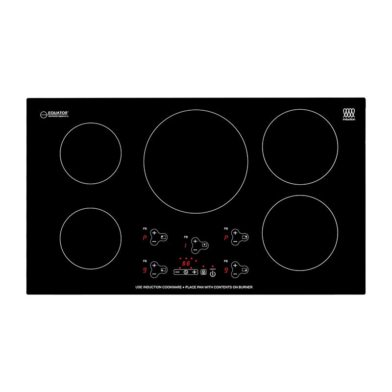 Plaque de cuisson à induction encastrable Equator 36 pouces, 5 foyers, 9 niveaux de puissance, fonction Power Boost, 220 V