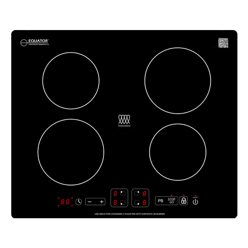 Parrilla de inducción Equator de 24 pulgadas empotrable de 4 quemadores, 9 niveles, POWER BOOST, 220V