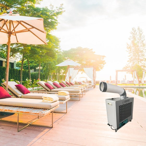 Equator 7000BTU Weatherized Outdoor Air Conditioner + Fan IP24 Casters 110V