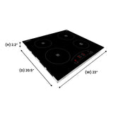 Equator 24 inch Electric Hybrid CERAMIC-INDUCTION 4 Burner Cooktop 9 Power 220V