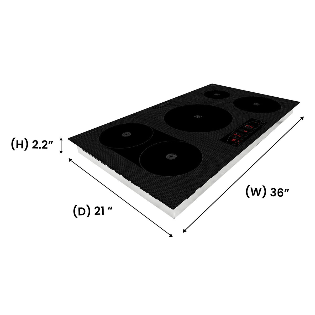 Equator Design 36 inch Electric Hybrid CERAMIC-INDUCTION 5 Burner Cooktop 220V