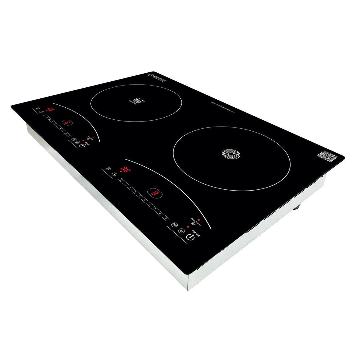 Equator 120V 20 inch 1 Induction and 1 Ceramic Electric Hybrid Cooktop, Black