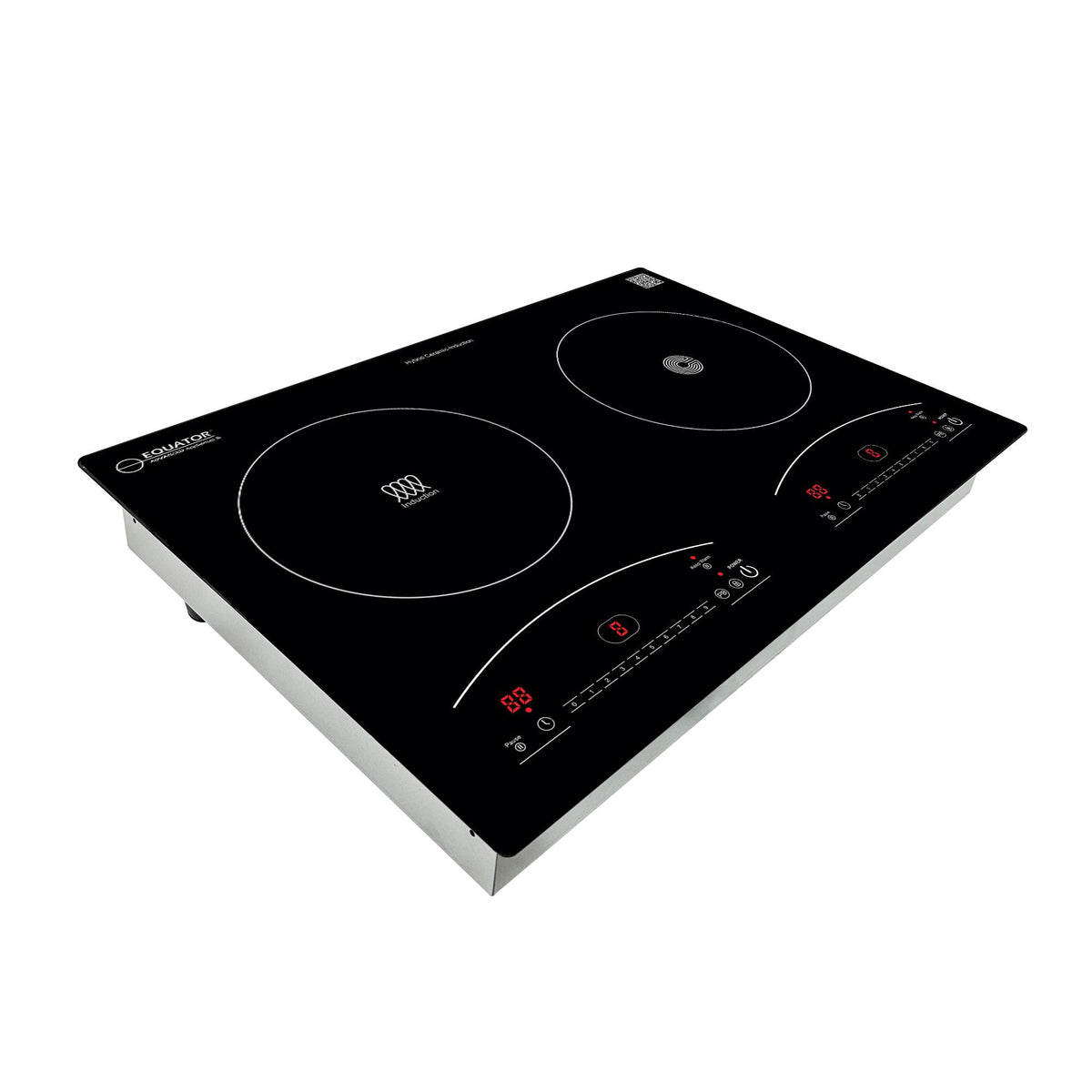 Equator 120V 20 inch 1 Induction and 1 Ceramic Electric Hybrid Cooktop, Black