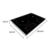 Equator 120V 20 inch 1 Induction and 1 Ceramic Electric Hybrid Cooktop, Black