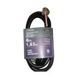 CABLE DE ALIMENTACIÓN PARA ESTUFA, 250V, 50 AMPERIOS, 4 HILOS CON ENCHUFE DE AGARRE LATERAL, 6 PIES, NEGRO