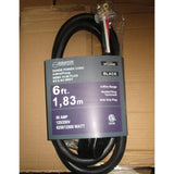 CABLE DE ALIMENTACIÓN PARA ESTUFA, 250V, 50 AMPERIOS, 4 HILOS CON ENCHUFE DE AGARRE LATERAL, 6 PIES, NEGRO