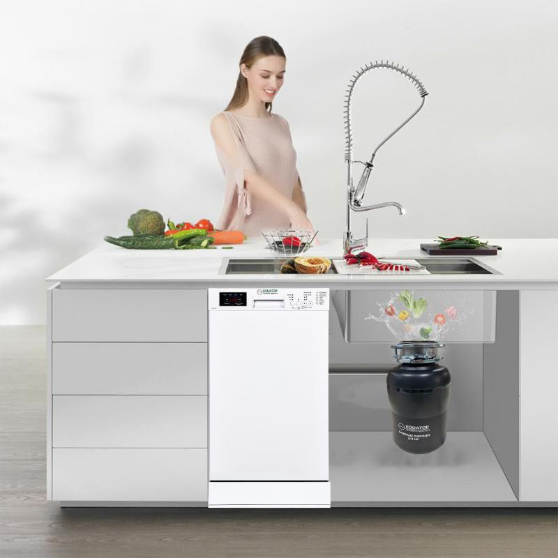 18 in Dishwasher 10 place QUIET 110V E-Star ADA+3/4 HP Garbage Disposer -- White