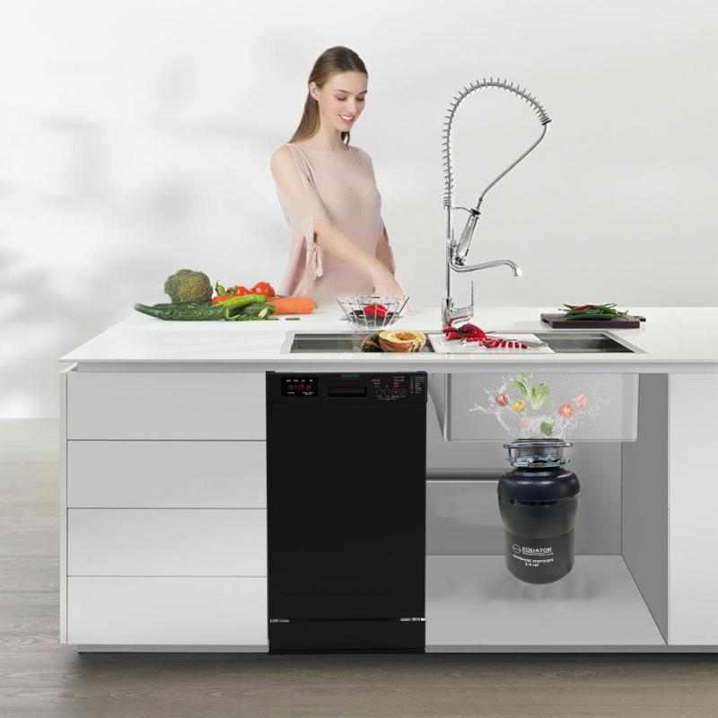 18 in Dishwasher 10 place QUIET 110V E-Star ADA+3/4 HP Garbage Disposer -- White