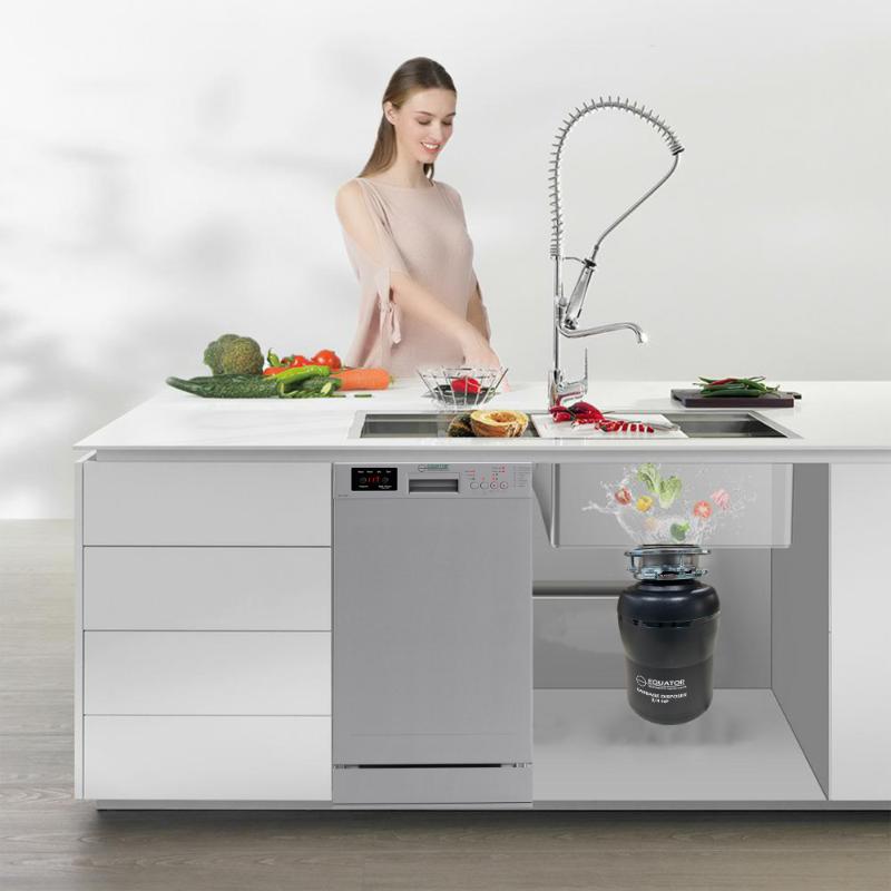 18 in Dishwasher 10 place QUIET 110V E-Star ADA+3/4 HP Garbage Disposer -- White