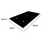 Table de cuisson électrique hybride CÉRAMIQUE-INDUCTION 5 foyers de 36 pouces 220V Equator