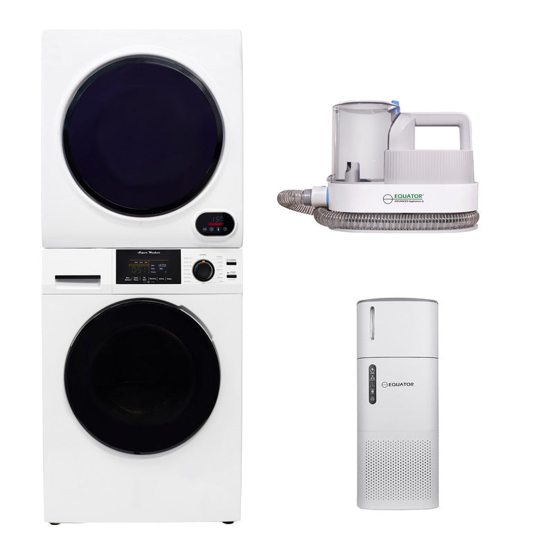 PRO PET Pack Stackable 1.6cf Washer+3.5cf Dryer+PET Groomer+PET Air Purifier/Hum