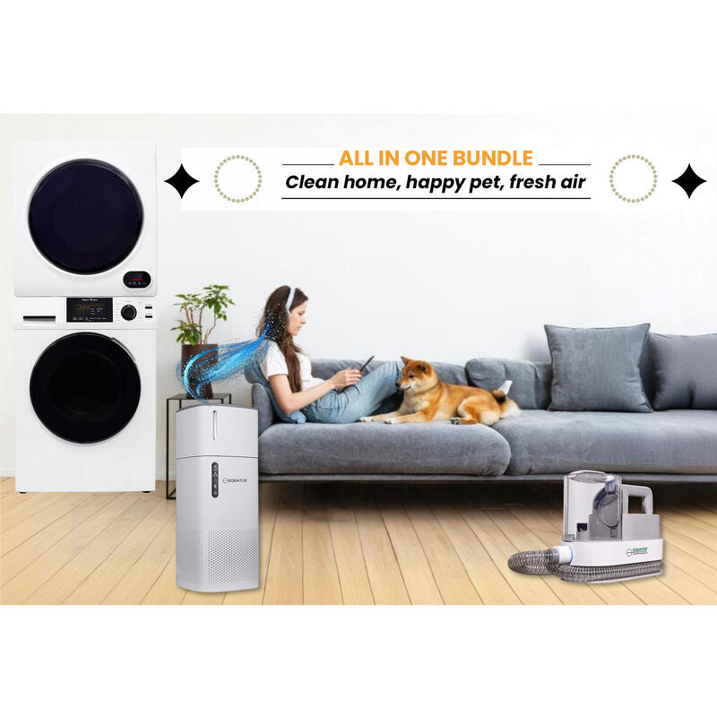 PRO PET Pack Stackable 1.6cf Washer+3.5cf Dryer+PET Groomer+PET Air Purifier/Hum