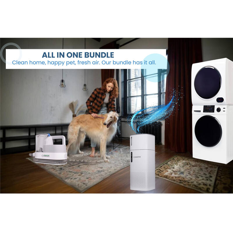 PRO PET Pack Stackable 1.6cf Washer+3.5cf Dryer+PET Groomer+PET Air Purifier/Hum