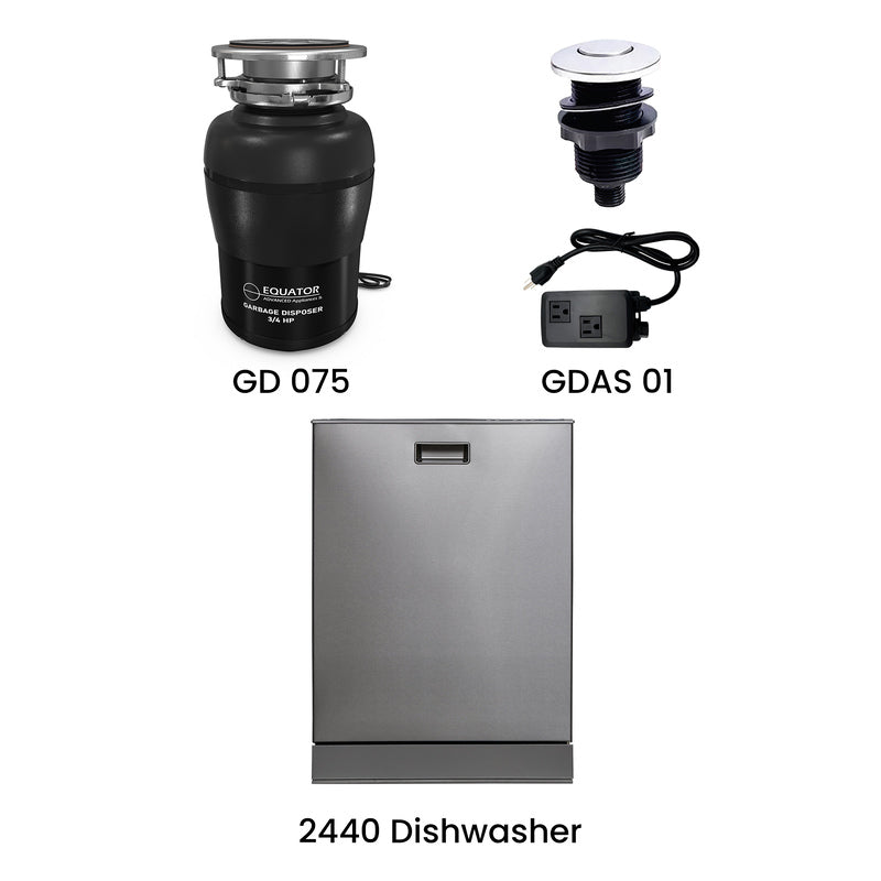 24 in Dishwasher 15 place QUIET 110V E-Star +3/4 HP Air Switch Garbage Disposer