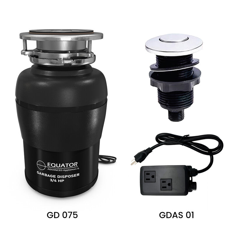 Triturador de basura 3/4 HP ULTRA SILENCIOSO + Interruptor de aire para encimera, 110 V