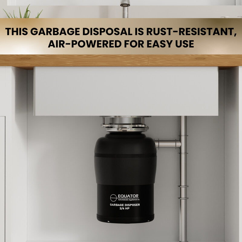 Triturador de basura 3/4 HP ULTRA SILENCIOSO + Interruptor de aire para encimera, 110 V