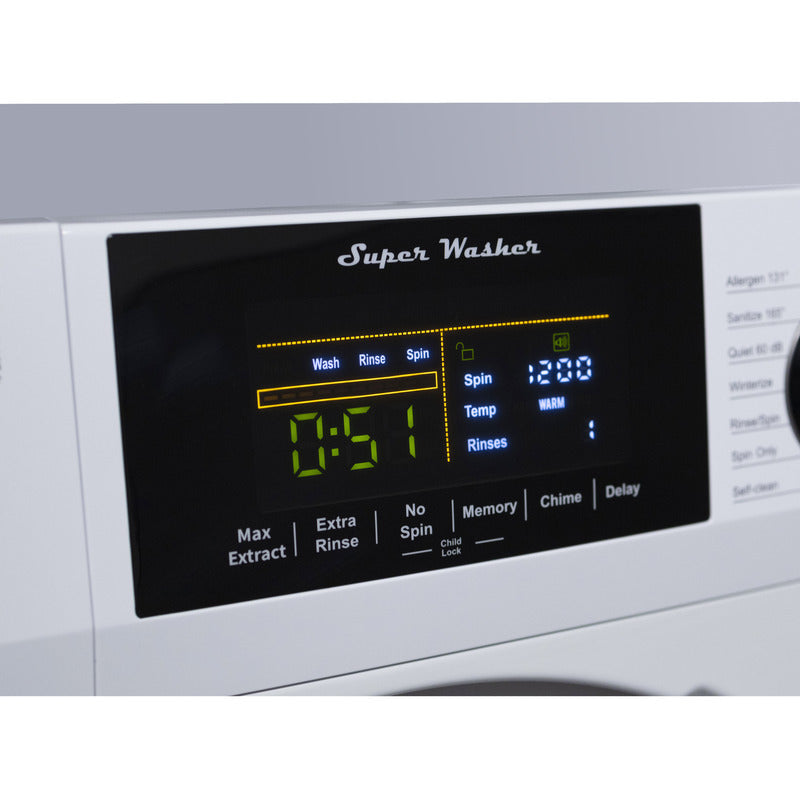 Super Washer 1.9cf/18lbs Sani Allergen Winterize 1400RPM White 110V