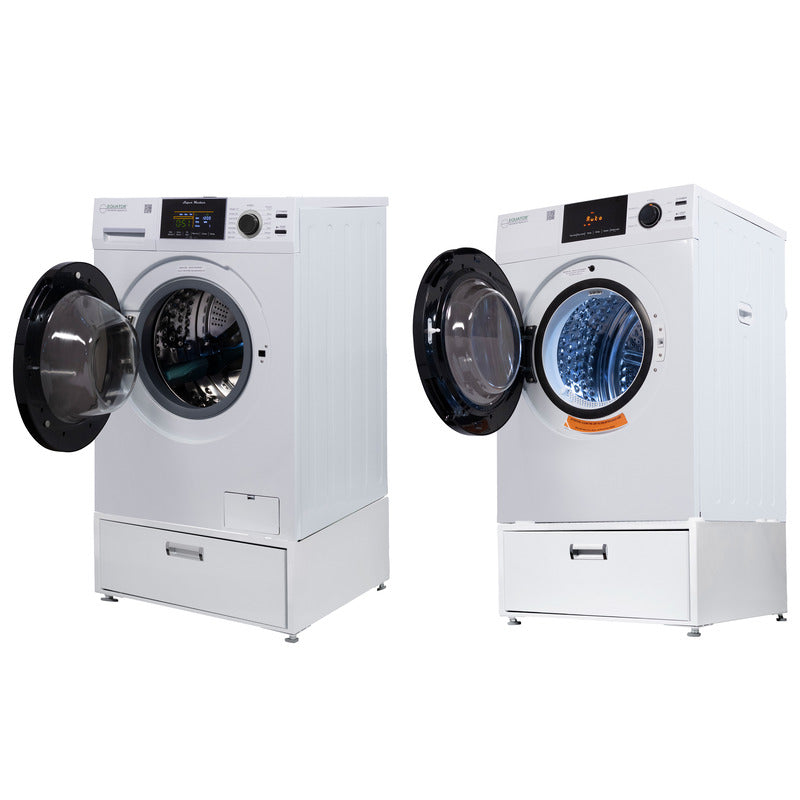 JUEGO DE LAVANDERÍA COMPLETO Lavadora Sani EW 835 1.9cf 110V + Secadora con ventilación ED 880 220V + Pedestales