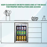 Refrigerador para interiores/exteriores de 2.3 pies cúbicos, clasificación IPX4, acero inoxidable, empotrable/independiente, capacidad para 85 latas, silencioso (42 dB)