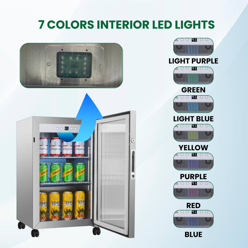 Refrigerador para interiores/exteriores de 2.3 pies cúbicos, clasificación IPX4, acero inoxidable, empotrable/independiente, capacidad para 85 latas, silencioso (42 dB)