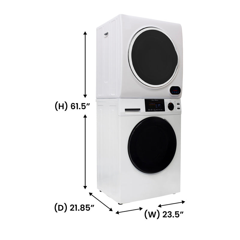 LAVADORA PREMIUM APILABLE 110V EW 826 1.62 pies cúbicos 15 libras + SECADORA VENTILADA DIGI ED 852 3.5 pies cúbicos
