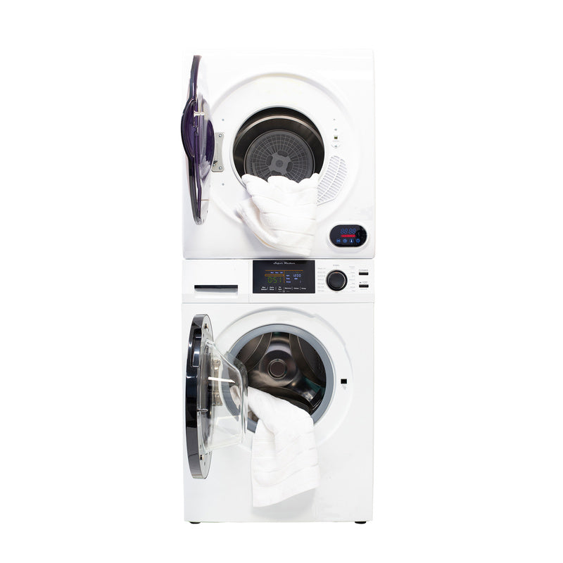 LAVADORA PREMIUM APILABLE 110V EW 826 1.62 pies cúbicos 15 libras + SECADORA VENTILADA DIGI ED 852 3.5 pies cúbicos