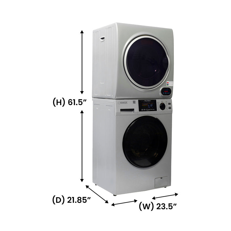 LAVADORA PREMIUM APILABLE 110V EW 826 1.62 pies cúbicos 15 libras + SECADORA VENTILADA DIGI ED 852 3.5 pies cúbicos
