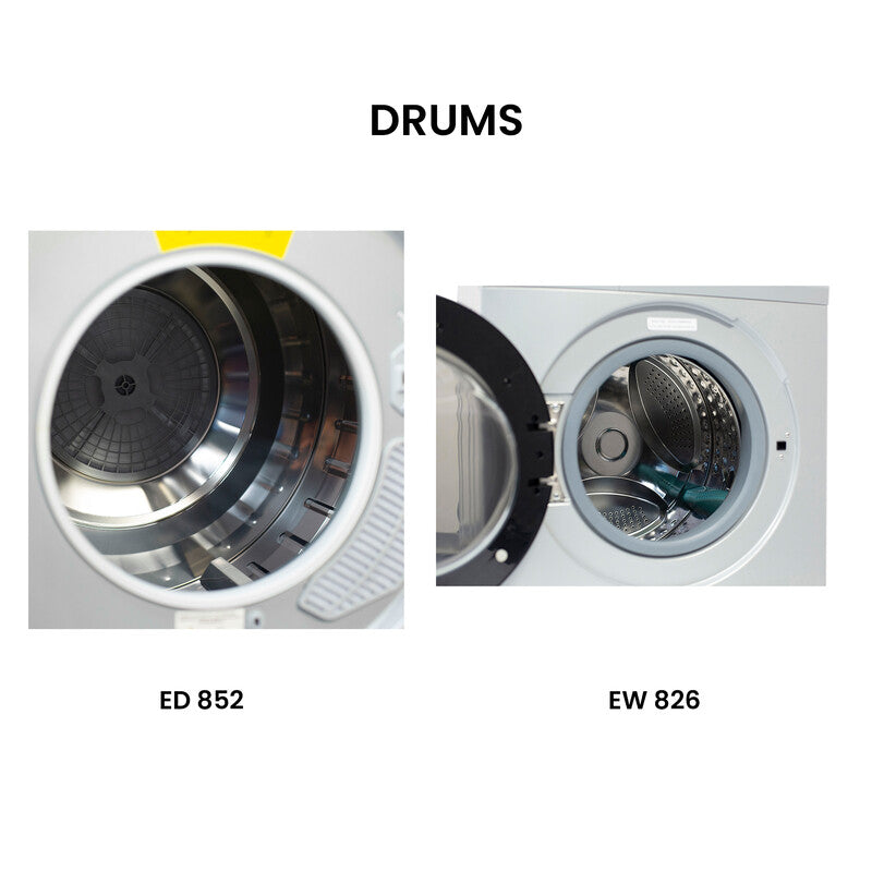 LAVADORA PREMIUM APILABLE 110V EW 826 1.62 pies cúbicos 15 libras + SECADORA VENTILADA DIGI ED 852 3.5 pies cúbicos