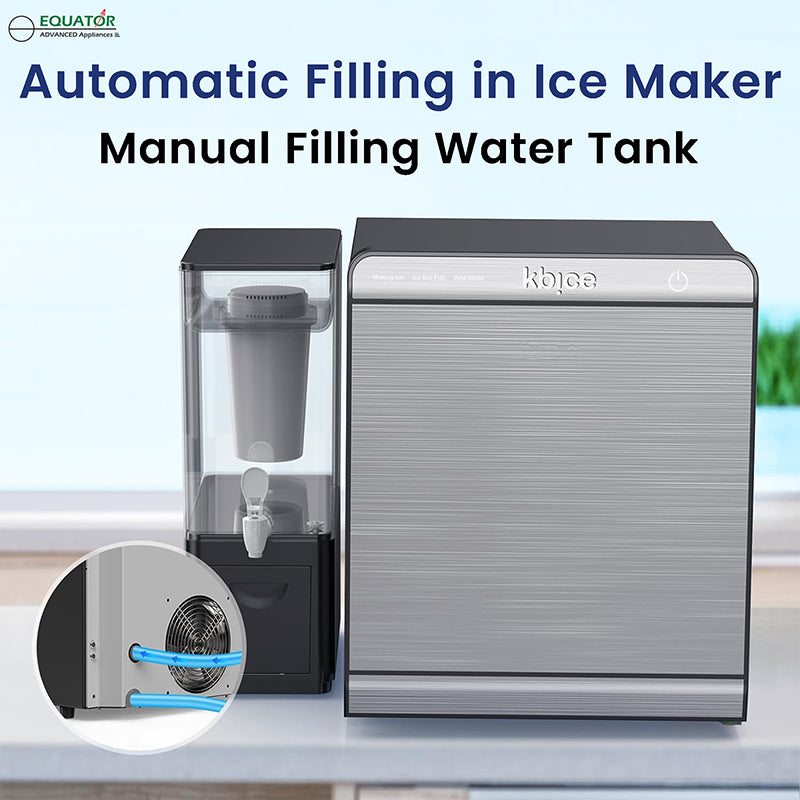 Equator-KB Máquina de hielo SPHERE ICE MAKER transparente de fusión lenta de 2 pulgadas, 110 V + Tanque de agua filtrada