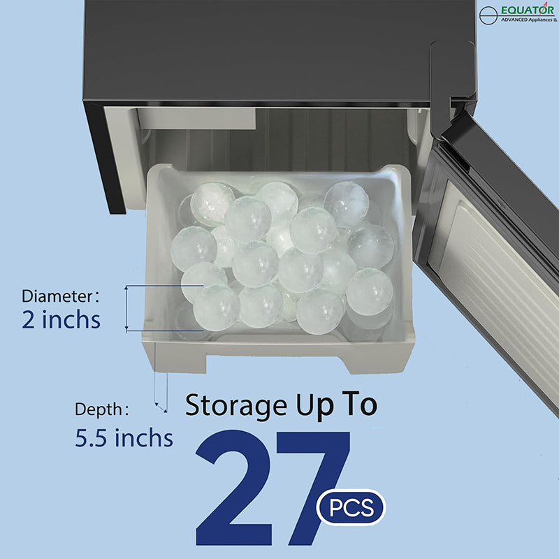 Equator-KB Máquina de hielo SPHERE ICE MAKER transparente de fusión lenta de 2 pulgadas, 110 V + Tanque de agua filtrada