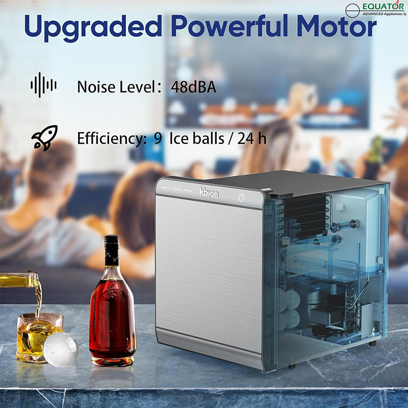 Equator-KB Máquina de hielo SPHERE ICE MAKER transparente de fusión lenta de 2 pulgadas, 110 V + Tanque de agua filtrada