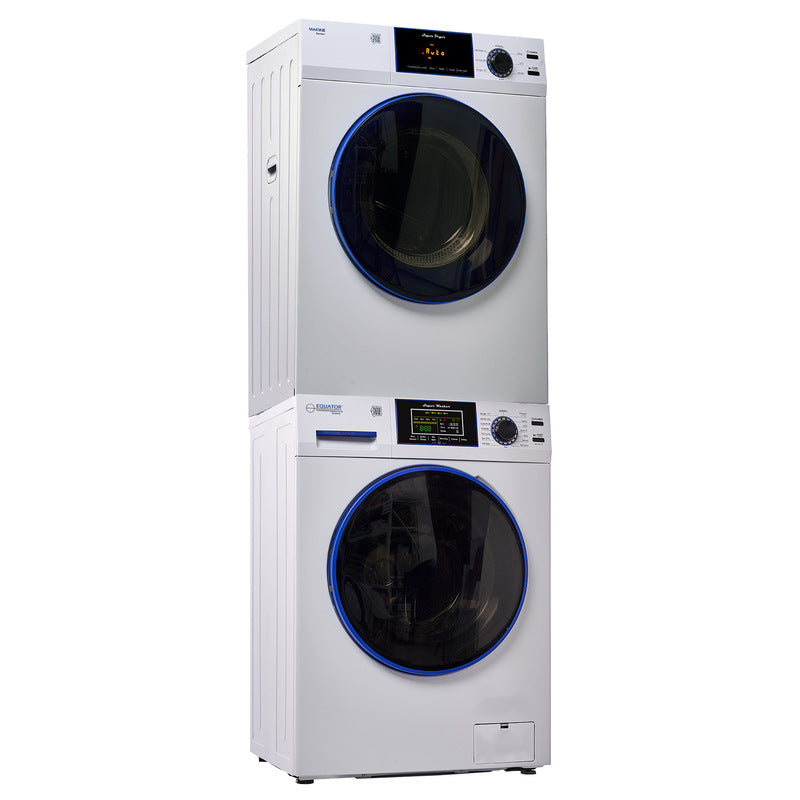 MARINE ANTI CORROSION Stackable Compact Washer 1.6cf+Sensor Dryer 3.1cf 110V