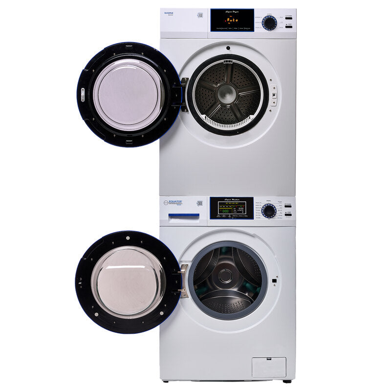 MARINE ANTI CORROSION Stackable Compact Washer 1.6cf+Sensor Dryer 3.1cf 110V