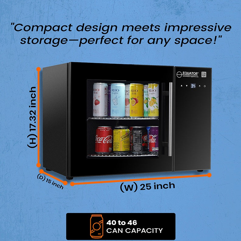 Refrigerador de bebidas de mostrador Equator de 25 pulgadas, 40 latas, control táctil, 110V
