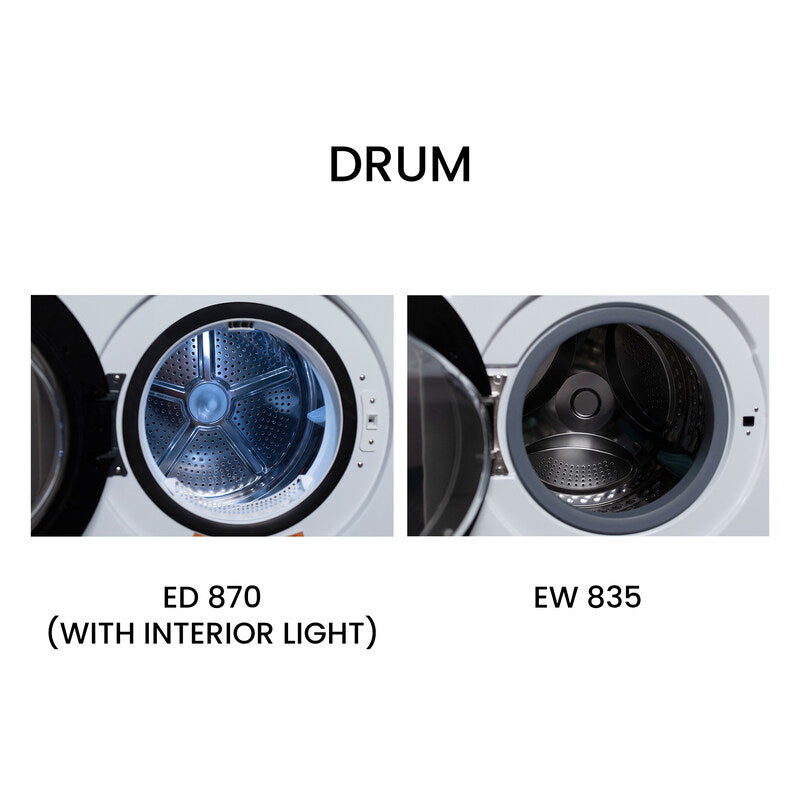 110V STANDARD STACKABLE EW 835 18 lbs Washer 1.9cf + ED 870 Vented Sensor Dryer 4cf