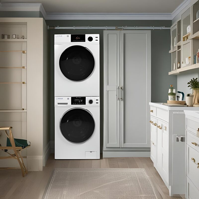 LAVADORA APILABLE ESTÁNDAR EW 835 18 lbs 1.9 pies cúbicos 110V + SECADORA VENTILADA CON SENSOR ED 880 4 pies cúbicos 220V
