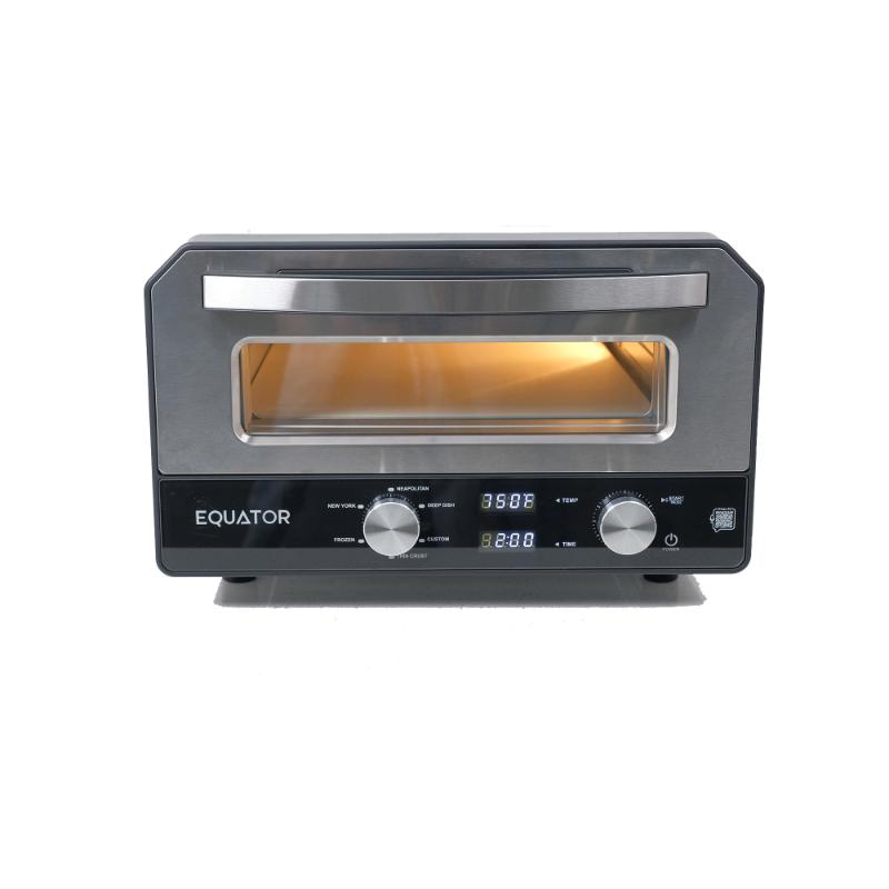 Horno para pizza Equator de 0.5 pies cúbicos para interiores/exteriores con piedra para hornear auténtica – Cocina pizzas de 12 pulgadas, 6 modos preestablecidos, ajustes personalizados y juego de accesorios para un verdadero sabor a pizzería en casa