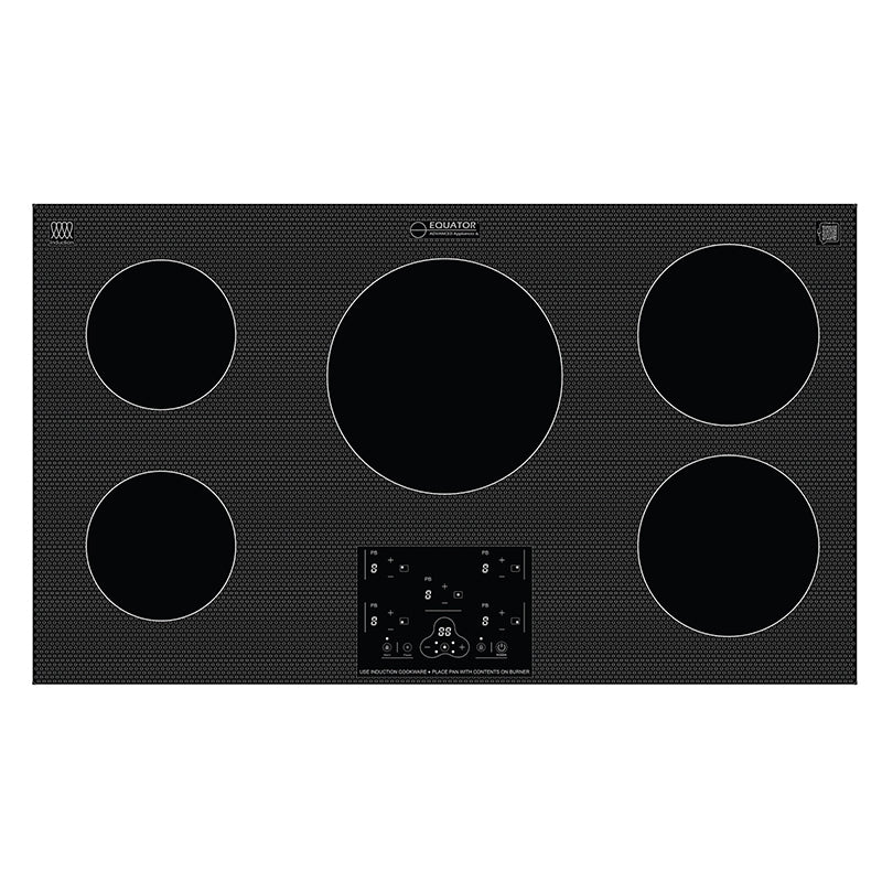 Equator 36 inch Built-In 5 Burner Induction Cooktop POWER BOOST Keep Warm 240V/9600W