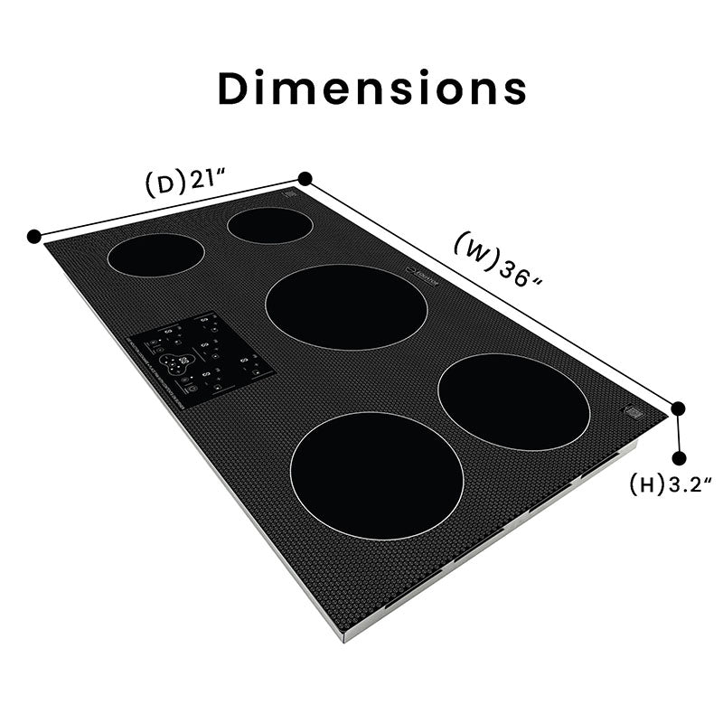 Equator 36 inch Built-In 5 Burner Induction Cooktop POWER BOOST Keep Warm 240V/9600W