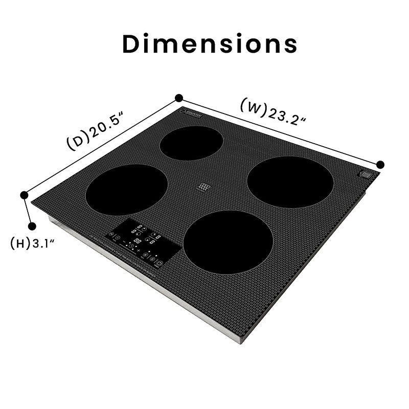 Table de cuisson à induction encastrable Equator de 24 pouces, 4 foyers, fonction Power Boost, maintien au chaud, 240V, 7400W