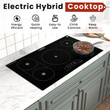Table de cuisson électrique hybride CÉRAMIQUE-INDUCTION 5 foyers de 36 pouces 220V Equator
