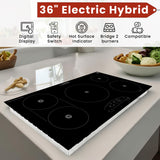 Table de cuisson électrique hybride CÉRAMIQUE-INDUCTION 5 foyers de 36 pouces 220V Equator
