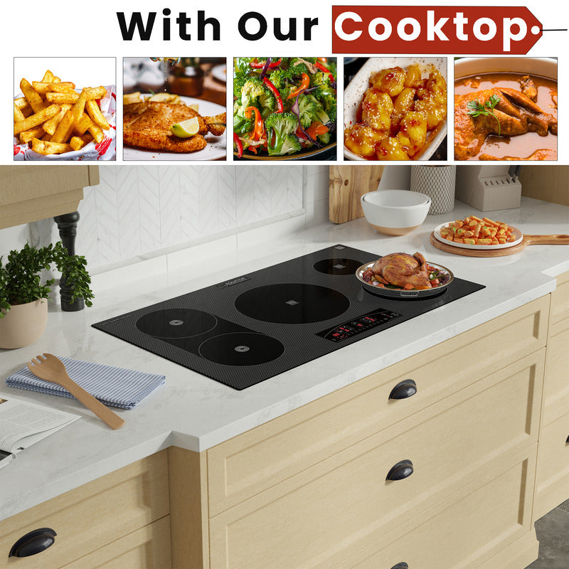 Equator Design 36 inch Electric Hybrid CERAMIC-INDUCTION 5 Burner Cooktop 220V