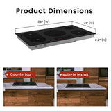 Equator Design 36 inch Electric Hybrid CERAMIC-INDUCTION 5 Burner Cooktop 220V