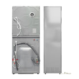 CENTRE DE BUANDERIE Argent LAVEUSE 15 livres + SÉCHEUSE à évacuation + SÉCHEUSE à vapeur avec penderie 110V