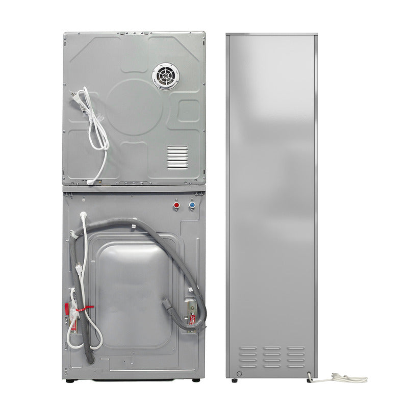 CENTRE DE BUANDERIE Argent LAVEUSE 15 livres + SÉCHEUSE à évacuation + SÉCHEUSE à vapeur avec penderie 110V
