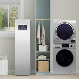CENTRE DE BUANDERIE Argent LAVEUSE 15 livres + SÉCHEUSE à évacuation + SÉCHEUSE à vapeur avec penderie 110V
