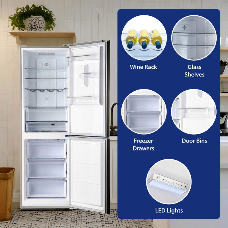 Conserv 11.5cf Tall Frost Free Ref-Freezer 24in Wine Rack E-Star 43dB Stainless